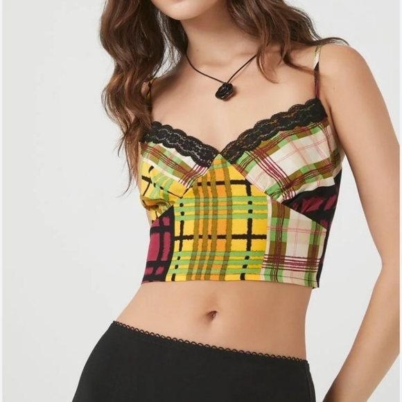Forever 21 Plaid Crop Top Size M - Picture 1 of 6